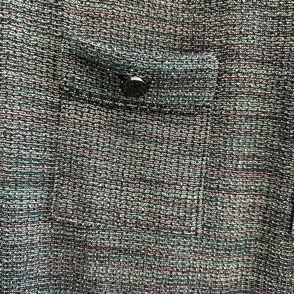 LOFT Gray/Blue Tweed Short-Sleeve Dress - Size 0 - Picture 6 of 8